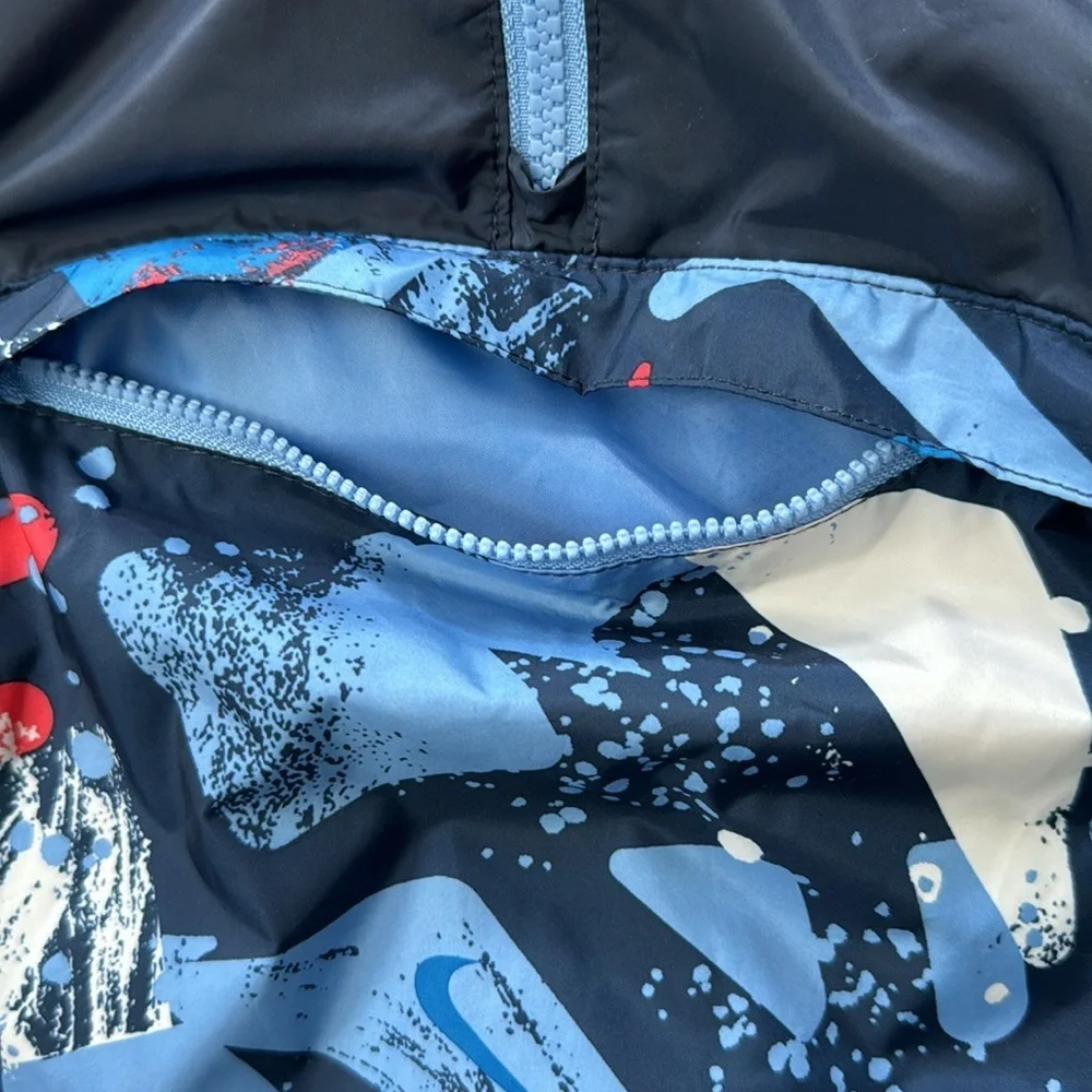 Nike Boys Windbreaker Navy and Red Graphic 3/4T
